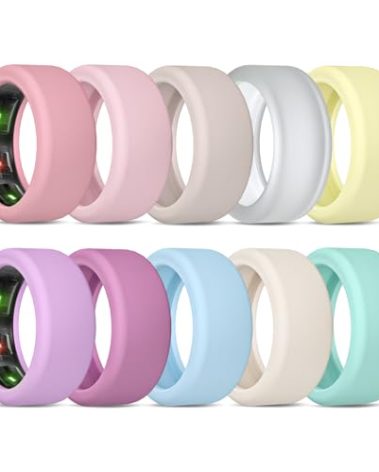 BandRain 10 Pack Cover for Oura Ring Gen 4/4 Ceramic/Oura Gen 3/ULTRAHUMAN Ring AIR, Anti-Scratch Elastic Silicone Protector Case Accessories for RingConn Gen 2/Gen 2 Air Women Men