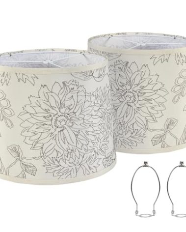 Drum Lampshades Set of 2, Fabric Lamp shade for Table Lamps Floor Lamps, 13" Top x 11" Bottom x 10" High, Natural Linen Hand Crafted, Lamp Shade Harp Holder Included