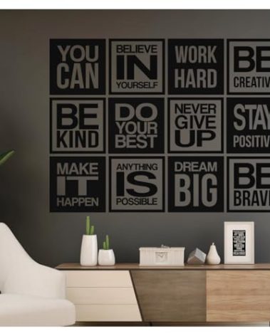 My Vinyl Story Large 12 PC Motivational Wall Decal Positive Inspirational Quote Phrases Decor Wall Sticker Art Sayings for Office Gym Classroom School Library Kids Decoration (12 PC)