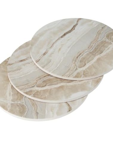 Ceramic 8" Trivets - Marble Style Heat Resistant Hot Pads, Pot Holders for Kitchen, Countertops, Table - Set of 3