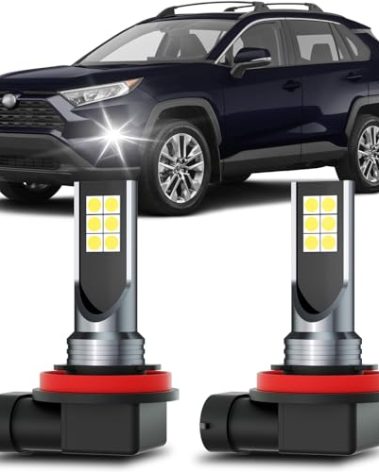 XFLHEHD 2Pcs Fog Light Bulbs Fits for Toyota Rav4 2019 2020 2021 2022 2023 Replacement Bulbs, 6500K Cool White Fog Lights Replacement Package