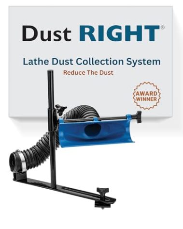 Dust Right Lathe Dust Collection System – Shop Dust Collection System Reduce the Amount of Dust in Air, Floor - Lathe Dust Collection Includes 9” Dust Scoop, Port Boom Arm, Hose Clamp, & More