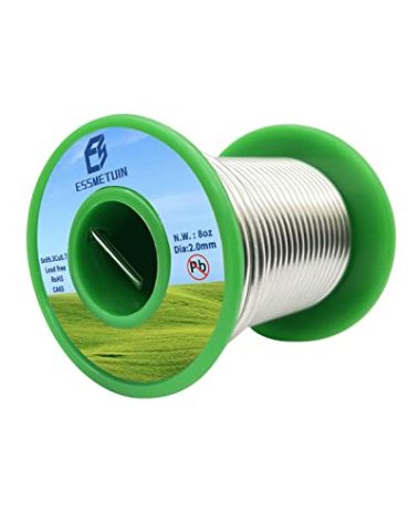 Essmetuin Lead Free Solder Wire(Sn99.3Cu0.7) For Plumbing Solder/Stained Glass/Crafts/Jewelry 217℃ Melting Point 2.0MM No Flux,ROHS(8oz)