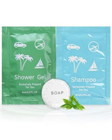 Travel Size Soap and Shampoo,Travel Size Body Wash and Shampoo Bulk 0.28fl Oz,Travel Size Shower Gel Set,Shampoo Bulk Travel Size ,Hotel Supplies Bulk Hygiene Kits for Homeless Hotel (Pack of 100)