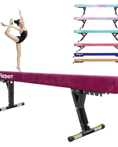 FBSPORT 8ft Adjustable Balance Beam: High and Low Floor Beam Gymnastics Equipment for Kids/Adults,Gymnastics Beam for Training,Practice, Physical Therapy and Professional Home Training with Legs
