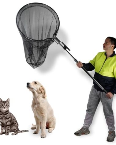 Animal Catcher Net, Dog Catching Net, Animal Catch Pole Tools for Poultry, Chicken, Feral Cat, Duck, Goose, Bird, Skunk, Bat, Fox, Raccoon, Guinea Fowl, Pigeon,Tuna and Small Animals