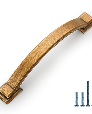 AOOTOCH 10 Pack Antique Brass Cabinet Pulls 4 Inch Kitchen Cabinet Handles Kitchen Handles for Cabinets Antique Drawer Pulls Retro Dresser Pulls Cupboard Handles