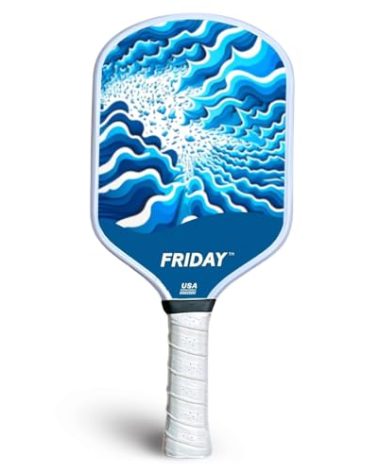 Friday Pickleball Paddle, Durable Carbon Fiber, Thermoformed Unibody Design, Honeycomb Core, Tennis-Style Grip, Forgiving Sweet Spot, Gritty Surface for Spin (One Pack, Sea Salt)
