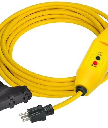 Electriduct GFCI Power Extension Cord 3 Outlets UL Outdoor Waterproof 15 Amp 12 Gauge Auto Reset GFI Adapter - 25FT Cord