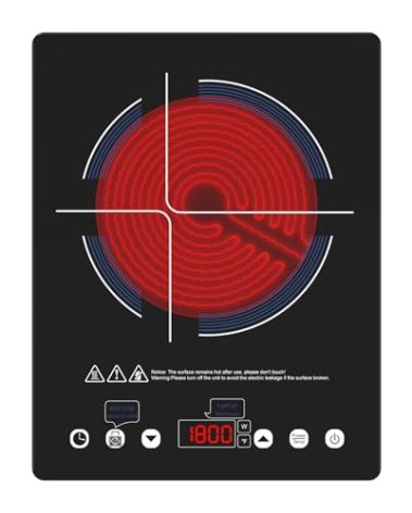 Electric Cooktop 110v,Single Burner Electric Stove Infrared Cooktop Hot Plate 1800W,4-Hour Setting,Black Crystal Glass Surface Compatible for All Cookware