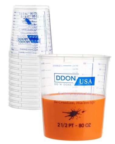 80 Oz Paint Mixing Cups - Pack of 10 Disposable Measuring Cups - Epoxy Mixing Cups Use for Painting, Resin Mixing Cups, Paint Cups for Painting, Epoxy, Art, Graduated Liquid Mixing Ratios on Side