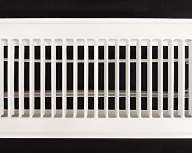 3" X 10" Floor Register with Louvered Design - Fixed Blades Return Supply Air Grill - with Damper & Lever - White