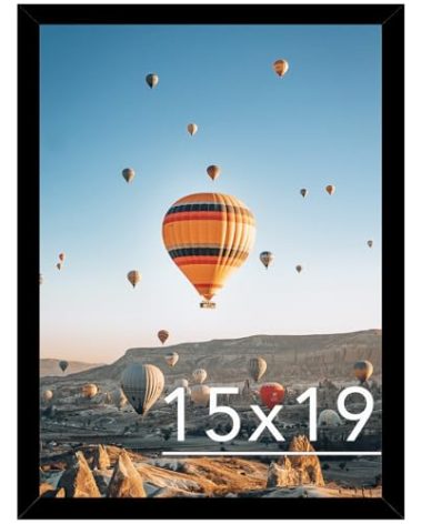 JCJMY 15x19 Picture Frame Black for Poster Photo Picture, Horizontal and Vertical Formats, Wall Hanging, 15 x 19 Wall Gallery Poster Photo Frame