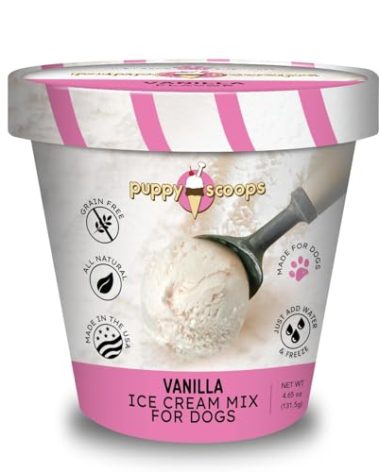 Puppy Scoops Dog Ice Cream Mix (Vanilla Flavor), 4.65 oz - Just Add Water and Freeze at Home, Powder Mix with Ice Cream Cup and Reusable Lid - Made in USA
