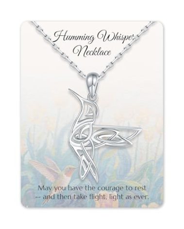 Hummingbird Celtic Pendant Necklace for Women- 925 Sterling Silver Lucky Celtic Knot Humming Bird Necklaces Mother's Day Birthday Christmas Jewelry Gifts for Mom (Celtic Knot 01)