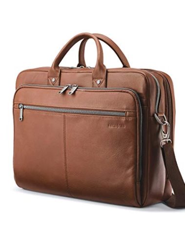 Samsonite Classic Leather Toploader Briefcase, Cognac, One Size