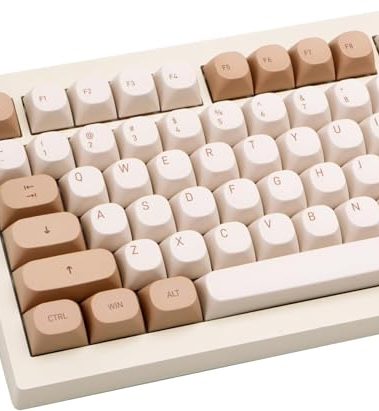 TIMSEKER 119 Keys Retro Minimalist Brown and Grey Keycaps, Custom MA Profile PBT Dye Sub Keycaps for ANSI Layout Cherry Mx Mechanical Keyboard (Only Keycap)