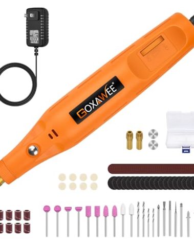 Corded Rotary Tool Kit for Crafts, GOXAWEE Mini Power Tool with Cord, 105pcs Accessories 18000rpm Multi-Purpose Small Grinder Drill Set for Sanding, Polishing, Drilling, Etching, Engraving, DIY Crafts