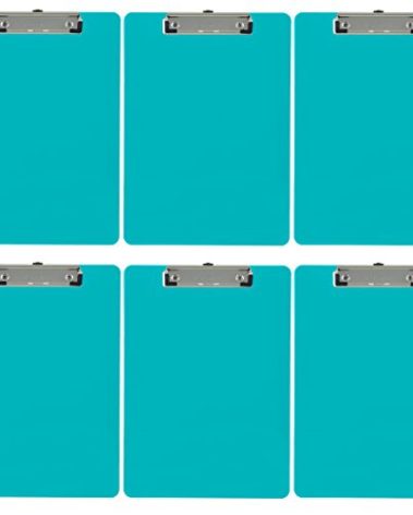 Trade Quest Plastic Clipboard Opaque Color Letter Size Low Profile Clip (Pack of 6) (Turquoise)