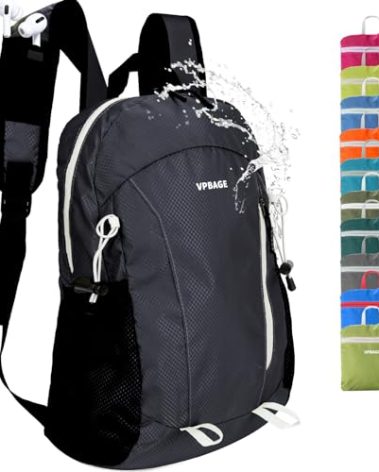 VPBAGE 15L Water-resistant Hiking Daypack, Small Backpack Travel Outdoor, Lightweight Day Pack with Tool Loops