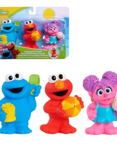 Sesame Street Floating Fun Friends 3-Piece Set Water Squirters Bath and Pool Toys, Holiday Stocking Stuffers, Gifts, Presents, Kids Toys for Ages 2 Up by Just Play