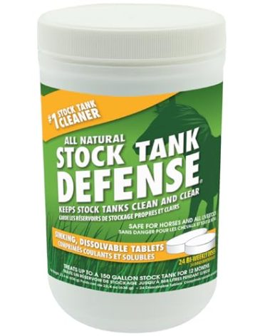 Airmax Stock Tank Defense, Livestock Water Trough Cleaner, Clean Drinking Tanks for Horse, Cattle, Goat & Chicken, Safe & Easy-to-Use Cleaning Tablet Treatment for Farming & Agricultural Use, 24 Tabs