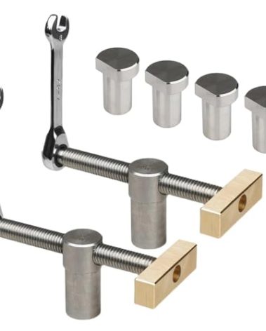 DDWT 2 Pack Bench Dog Clamp Dog Hole Clamp with 4 Pack Bench Dogs Woodworking 3/4 Inch Adjustable Workbench Stop Stainless Steel Brass (19mm)