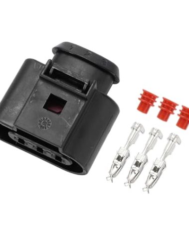 VekAuto 3 Pin Crankshaft Position Sensor Connector Plug Kit Compatible for VW for Audi, Waterproof 3.5mm Series Plastic Black Female Wire Terminal Connector
