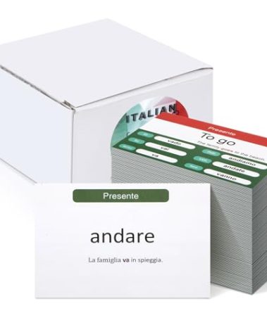Resurhang 200 Pcs Italian Flashcards Italian Verb Conjugation Present Tense Flash Cards English for Adults Study