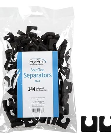 ForPro Sole Toe Separators - Black Luxurious Foam Separators - Individual Toe Separators for Pedicures â€“ 144-Count