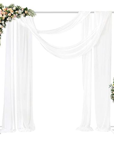 Fomcet 8FT x 8FT Backdrop Stand Heavy Duty with Base, White Portable Adjustable Pipe and Drape Backdrop Stand Kit, Square Metal Arch Party Frame for Wedding Birthday Parties Banquet Decorations