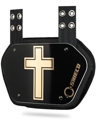 O Shield Golden Cross Chrome Football Back Plate, Lower Back Pads for Football Players, Rear Protector, Golden Cross, Youth Fit