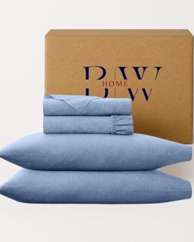 Briarwood Home® Heather Knit Jersey Sheet Set – 100% Organic Cotton, Deep Pockets, Non-Pilling, Cooling, Breathable, Super Soft & Stretchy T-Shirt Comfort (Aquarius Blue, King)