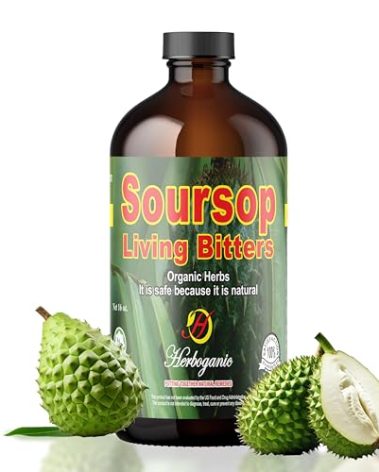 Herboganic Soursop Bitters Liquid | Natural Living Bitters for overall wellness 16 OZ | Soursop Bitters