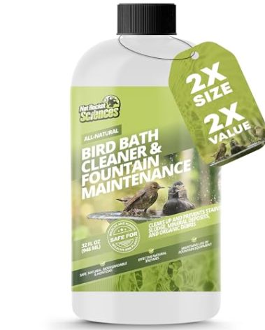 32oz Bird Bath Cleaner, Cleans 160 Gallons of Water, Ideal Fountain Cleaner Safe for Birds, Bird Bath Fountains Clarifier, Liquid Birdbath and Fountain Maintenance, Promotes Clean & Clear Water