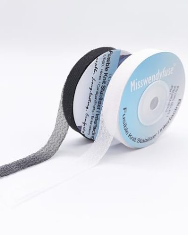 Misswendyfuse Knit Stay Tape,fusible Knit Hem stabilizer for Shoulder Seams and Pant hems,Single Side Adhesive, Ultra fine & Stretch (White 1/2'' 15yards+Black 1/2'' 15yards)
