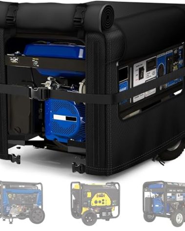 BOANEN Generator Cover, 900D Heavy Duty Waterproof Fabric. 30L×30W×27H Inch Generator Covers While Running, with Windproof Strap Buckles. Fits most 5000-13000 watt Generators, Black.