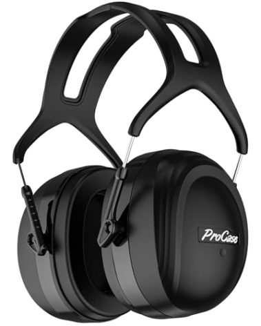ProCase Extra Large SNR 37dB Noise Cancelling Headphones, NRR 30dB Hearing Protection Ear Muffs for Adults Noise Reduction, Wide Size Adjustment and Comfortable -Black