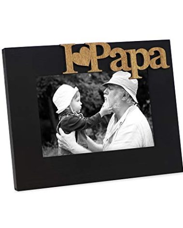 Isaac Jacobs Black Wood Sentiments “I Love Papa” / I Heart Papa Picture Frame, 4x6 inch, Photo Gift for Papa, Grandpa, Family, Display on Tabletop, Desk (Black, 4x6)