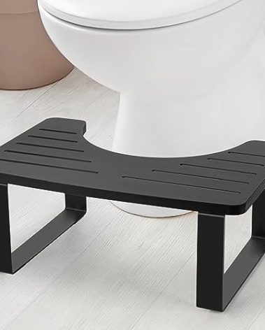 Bathroom Stool,Bamboo Toilet for Bathroom,Toilet Stools,Potty for Pooping,Poop Stool,Toilet Step Toddler,Portable Squatting Pan with Dual Anti Slip Design,Stain,Scratch,CrackProof(Black)