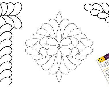 Border and Corner Feather Quilting Stencils - with Square Block Stencil - 3 Quilting Plastic Quilt Stencil Set for Borders, Background, Patterns - for Machine and Hand Quilting - with Guide