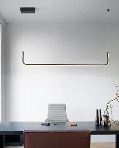 Sedelan Linear Pendant Hanging Light Fixture, Modern LED Pendant Lights, Dimmabe Black Pendant Lighting for Kitchen Island Dining Room Living Room Office Bar