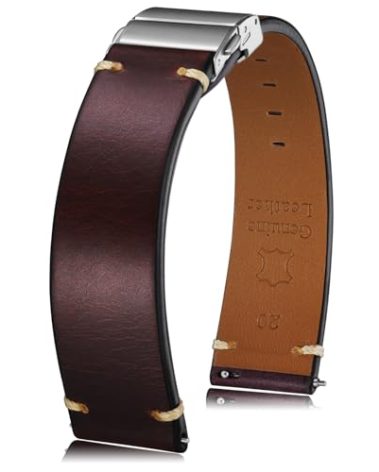 Getalia leather Watch Band Foldover Clasp Retro Oil wax Genuine Leather,18mm 19mm 20mm 21mm 22mm Quick Release Replacement Watch Straps for Men and Women (Red Band Width-22mm)