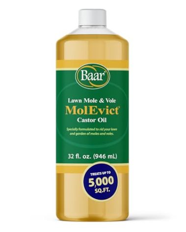 Baar Products - MolEvict Lawn Mole Castor Oil - Mole & Vole Repellent - Lawn & Garden Protection - Up to 5,000 Sq. Ft. of Coverage - Safe for Use Around House & Plants - 32 Ounces