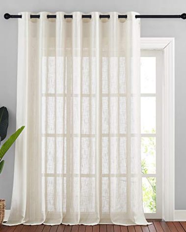 NICETOWN Linen Textured Sheer Curtains - Extra Wide Grommet Semi Voile Curtain Panel Window Treatment Drape for Living Room/Bedroom/Patio, Beige, 1 Panel = 100 W by 95 L inches, Sold as 1 Panel