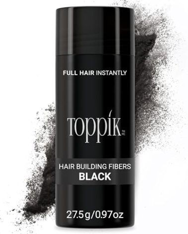 Toppik Hair Building Fibers, Black, 27.5g Fill In Fine or Thinning Hair, Instantly Thicker, Fuller Looking, 9 Shades for Men & Women, Keratin Protein Formula