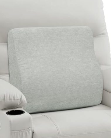 TANYOO Back Support Pillow for Recliner Dual Layer Lumbar Support Pillow with Gel Memory Foam Ergonomic Orthopedic Lumbar Cushions for Elderly Lower Back Pain Relief Washable Cover Light Grey