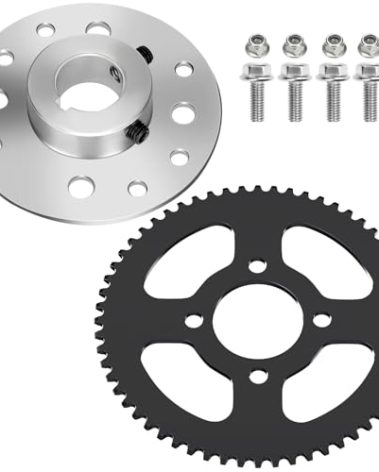 YOXUFA Go Kart Sprocket Hub 1" Bore 1/4" Keyway Assembly with #35 Chain 60T Rear Drive Sprocket 4 Hole for Go Cart Silver Parts