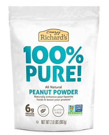 Crazy Richard's 100% All-Natural Peanut Butter Powder with No Added Sugar and Non GMO (2 Pound Bag, Pack of 1)