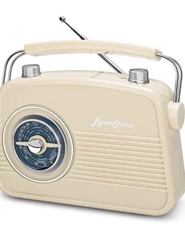 ByronStatics Portable Radio AM FM, Vintage Retro Radio with Built in Speakers, Best Reception and Longest Lasting, Power Plug or 1.5V AA Battery - Cream